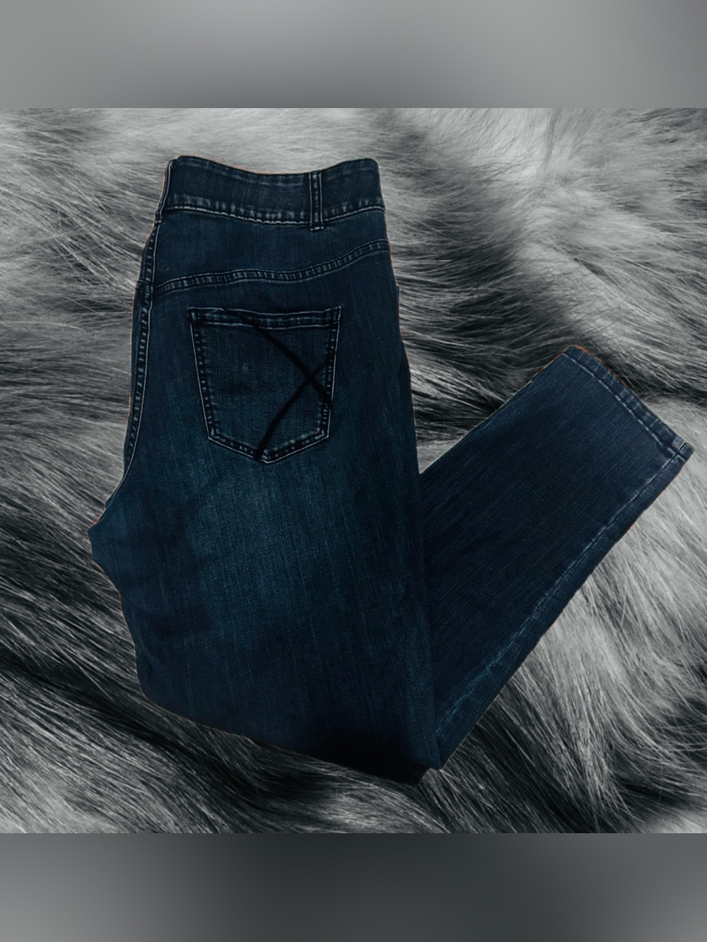 Lane Bryant Dark Wash Skinny Jeans with Gold Accent Buttons